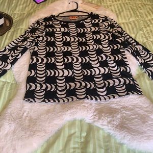 Tory Burch Black and White Long Sleeve Top